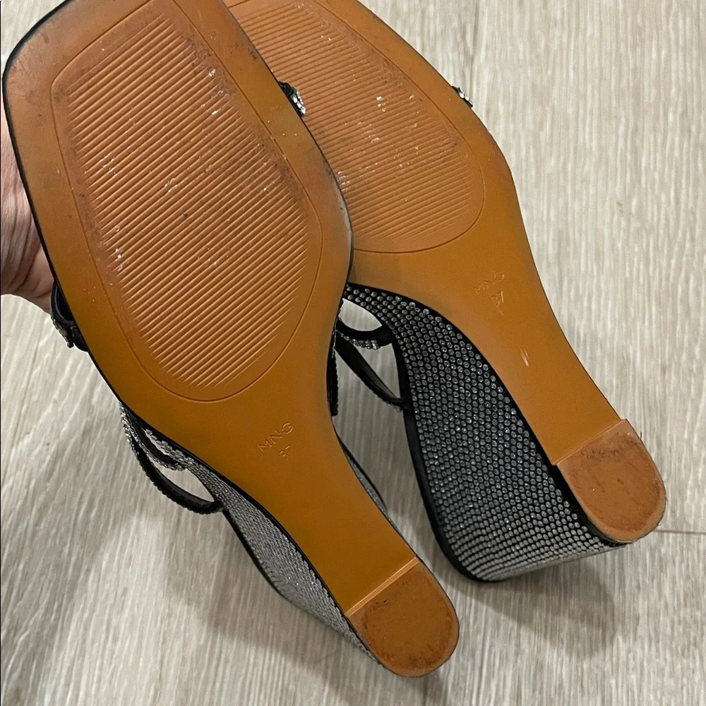 Mango Black and Silver Strappy Wedge Heels 7 - Picture 2 of 4